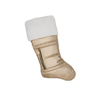 Matte Gold Puffer Christmas Stocking with Faux Sherpa